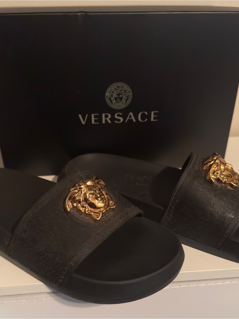 Versace Gold Medusa Head Slides - Size 41 EU